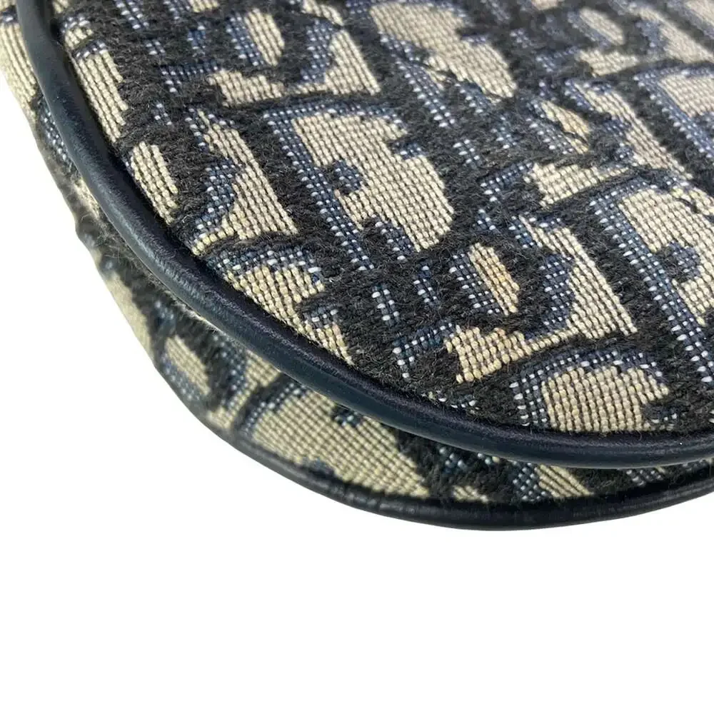 Christian Dior Saddlebag / Trotter Handbag Navy Cream Jacquard Leather